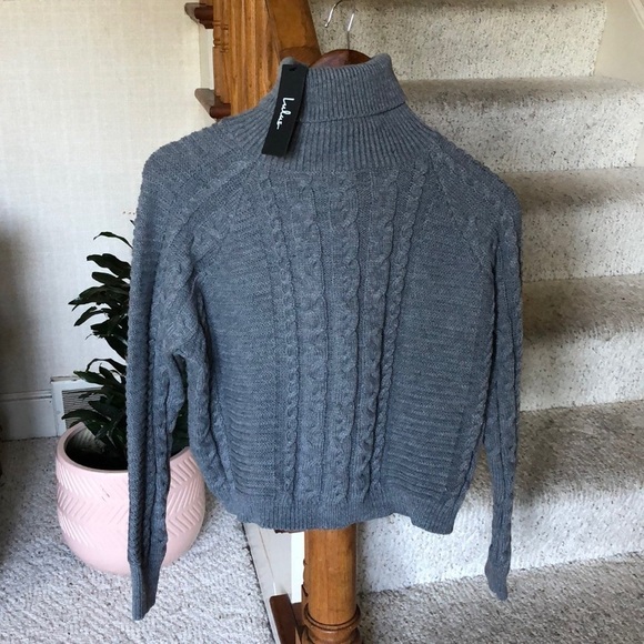 NWT (2) Lulus Gray Chunky Cable Knit Sweater Skirt Set XL - Picture 3 of 11